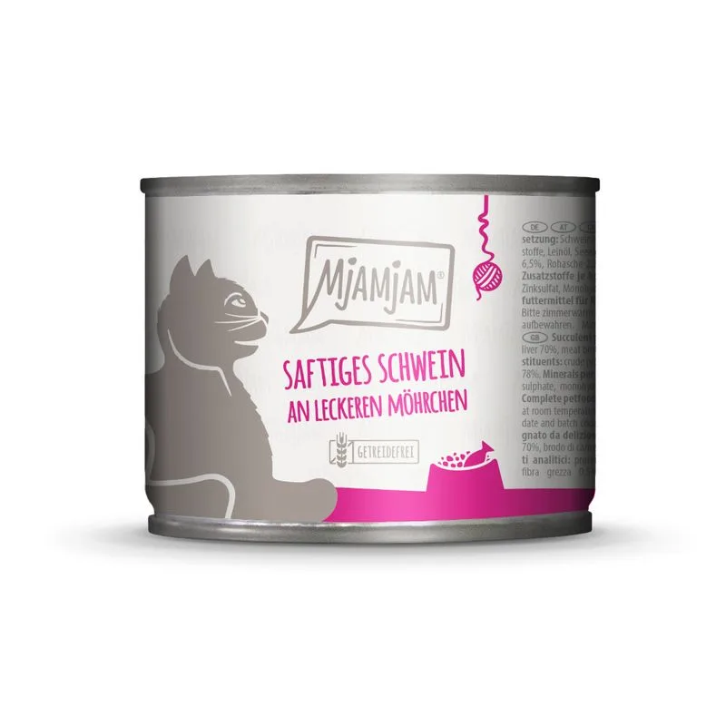 MjAMjAM 24 x 200 g umido per gatto (Maiale & Deliziose carotine)