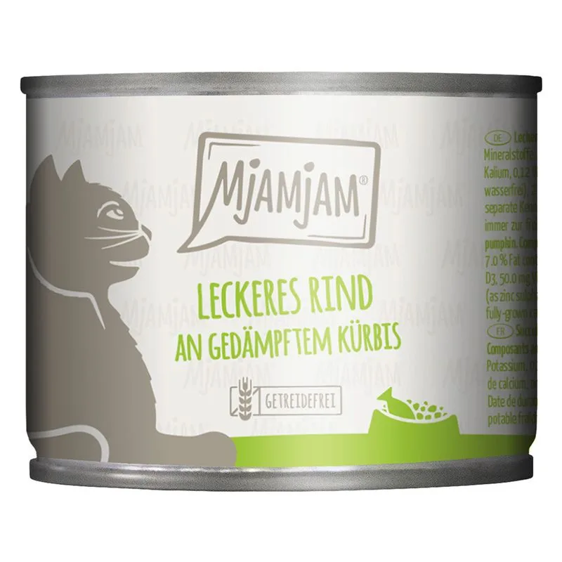 MjAMjAM 24 x 200 g umido per gatto (Manzo & Zucca al vapore)