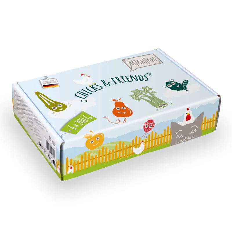 MjAMjAM 24 x 200 g umido per gatto (Mix "Chicks & Friends")