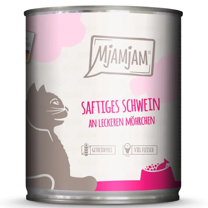 MjAMjAM 24 x 800 g umido gatto (Maiale con deliziose carotine)