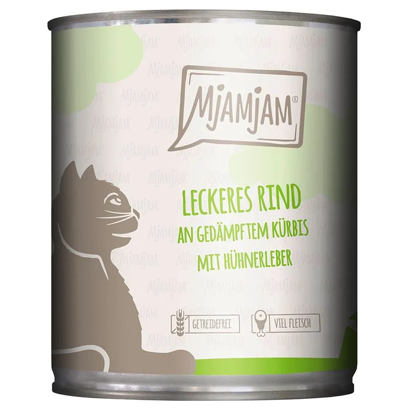 MjAMjAM 24 x 800 g umido gatto (Manzo & Zucca al vapore)