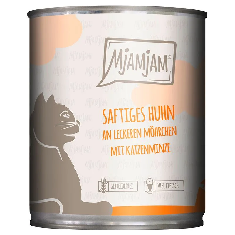 MjAMjAM 24 x 800 g umido gatto (Pollo & Carotine)