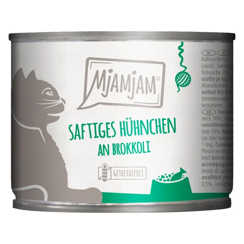 MjAMjAM 6 x 200 g umido gatto (Pollo & Broccoli)