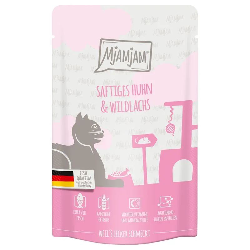 MjAMjAM Buste 24 x 125 g umido gatto (Pollo & Salmone selvaggio)