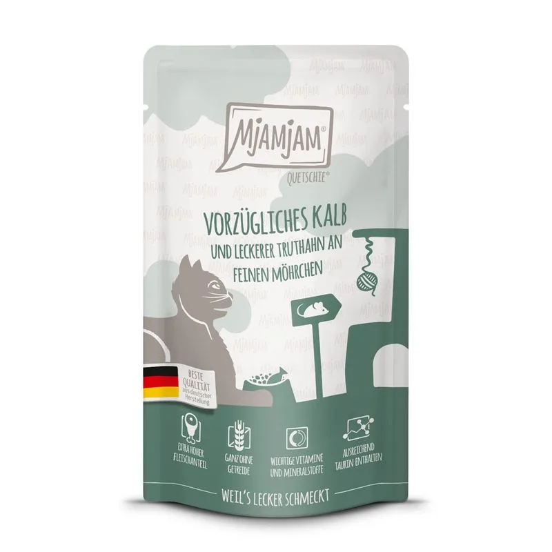 MjAMjAM Buste 24 x 125 g umido gatto (Vitello & Tacchino)