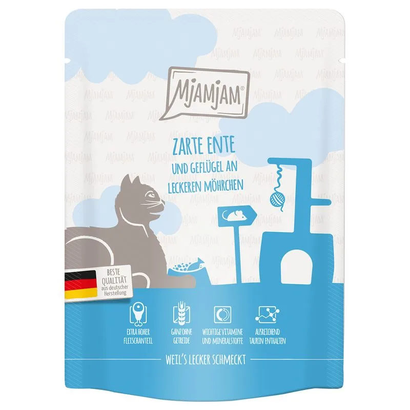 MjAMjAM Buste 24 x 300 g umido gatto (Anatra, Pollame & Carotine)