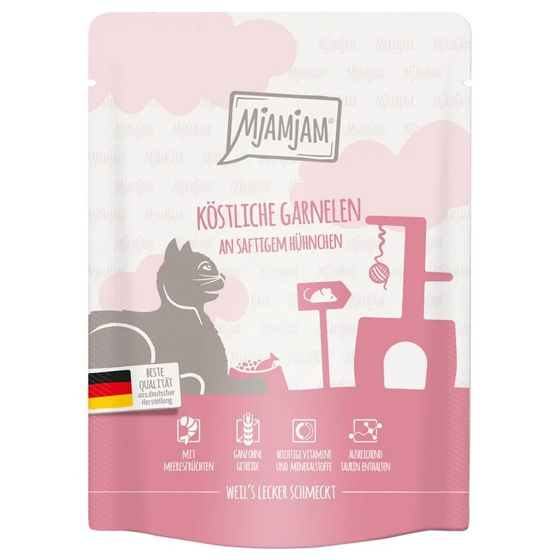 MjAMjAM Buste 24 x 300 g umido gatto (Gamberetti & Pollo)