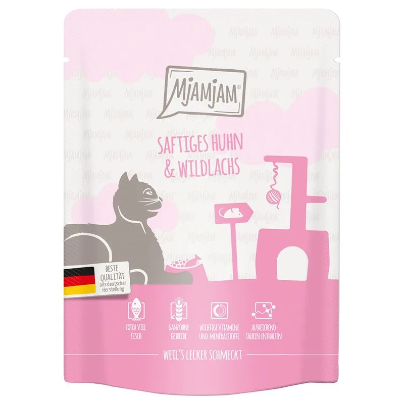 MjAMjAM Buste 24 x 300 g umido gatto (Pollo & Salmone Selvaggio)