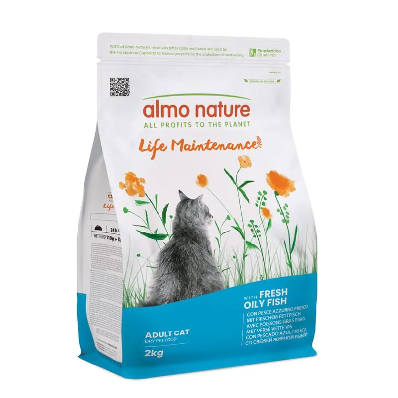 Multipack risparmio! 2 x 2 kg Almo Nature Functional Crocchette per gatti (Adult Life Maintenance Pesce azzurro & Riso)