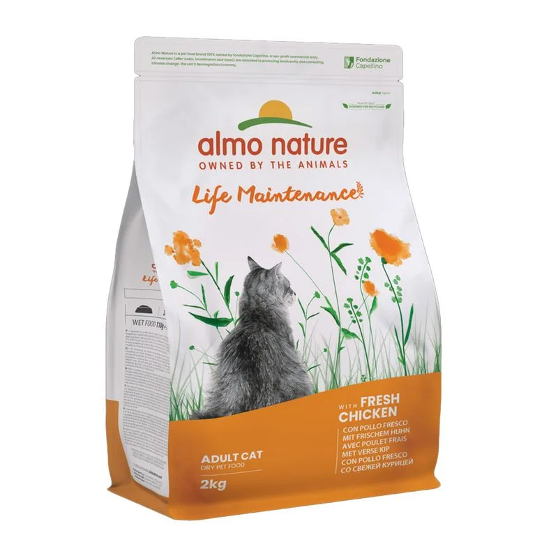 Multipack risparmio! 2 x 2 kg Almo Nature Functional Crocchette per gatti (Adult Life Maintenance Pollo & Riso)