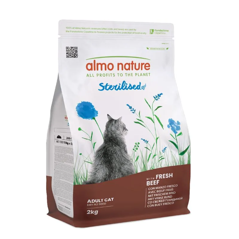 Multipack risparmio! 2 x 2 kg Almo Nature Functional Crocchette per gatti (Sterilised Manzo & Riso)
