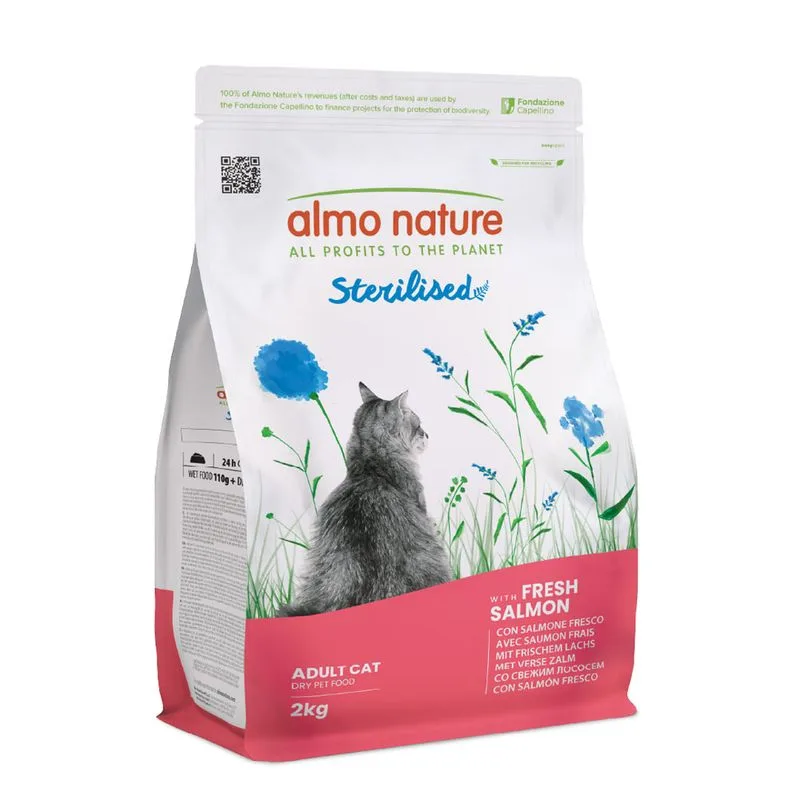 Multipack risparmio! 2 x 2 kg Almo Nature Functional Crocchette per gatti (Sterilised Salmone & Riso)