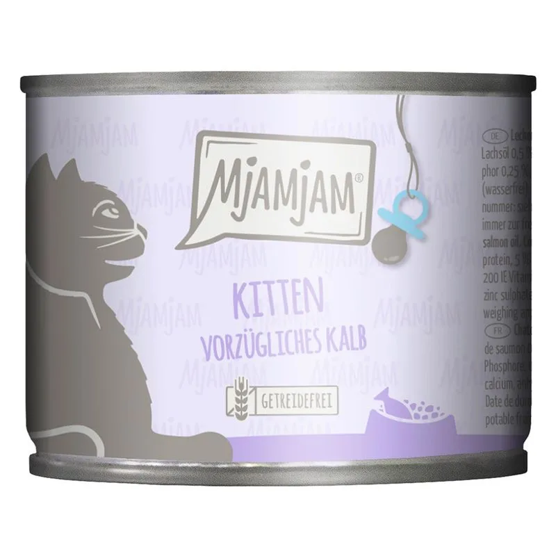 MjAMjAM Kitten 6 x 200 g umido gatto (Vitello & Olio di Salmone)