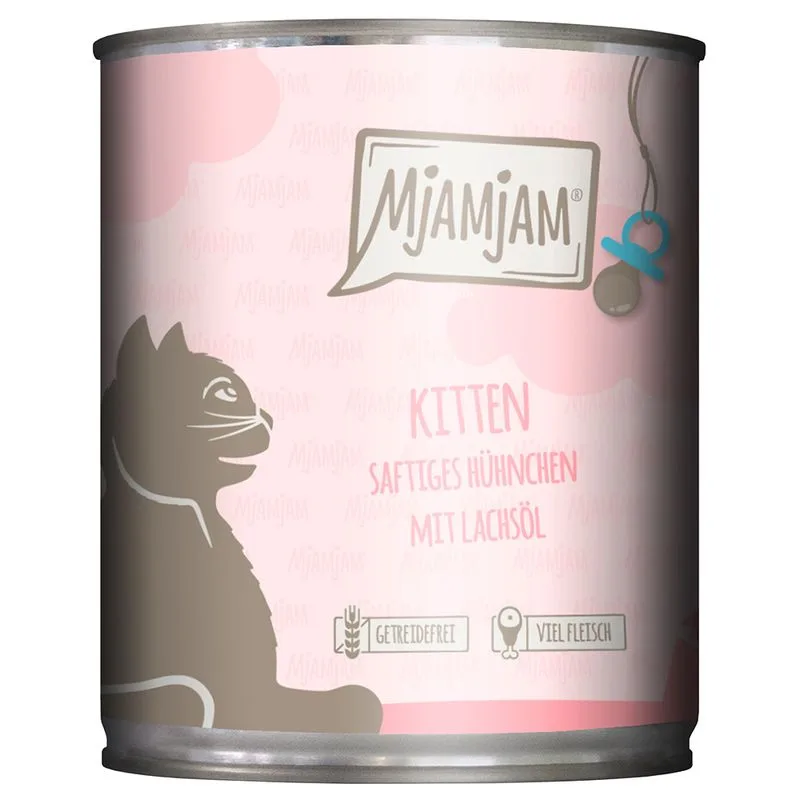 MjAMjAM Kitten 6 x 800 g umido gatto (Pollo & Olio di Salmone)