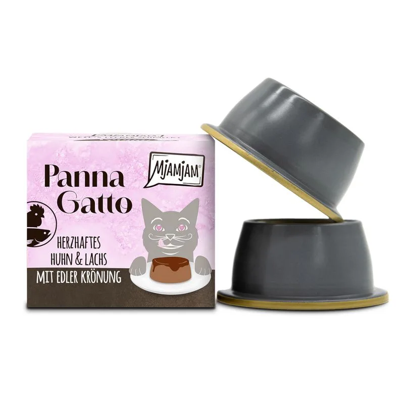 MjAMjAM Panna Gatto 2 x 80 g (Pollo & Salmone con salsa raffinata)