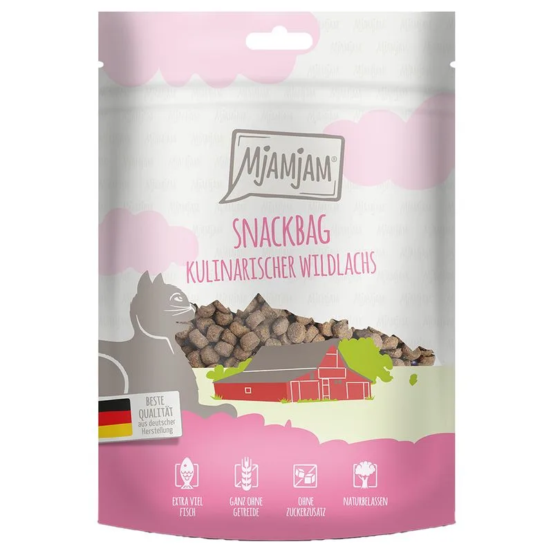 MjAMjAM Snack-bag (Set %: Salmone selvaggio Gourmet 4 x 125 g)