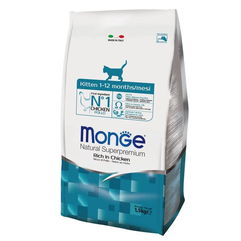 3 x 1,5 kg Monge Natural Superpremium (Kitten Ricco di Pollo)