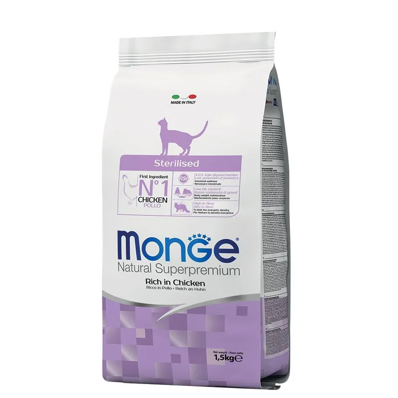 Monge Natural Superpremium Sterilised Ricco di Pollo (Set %: 3 x 1,5 kg)