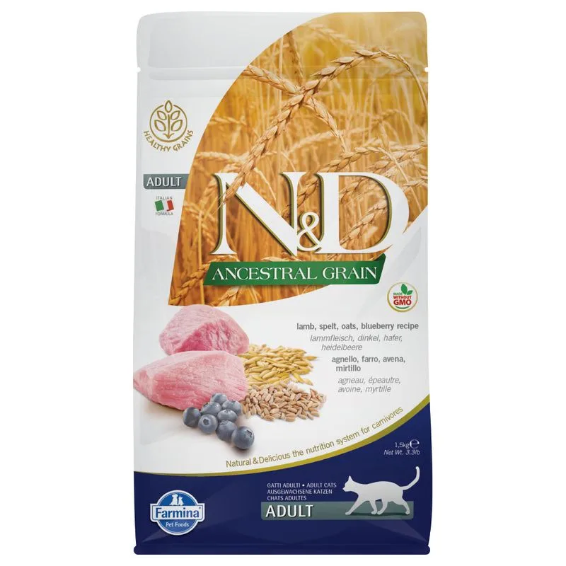 2 x 1,5 kg Farmina N&D (Low Grain Adult Cat Agnello e Mirtillo)