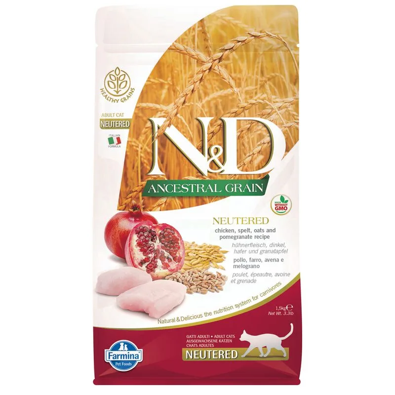 2 x 1,5 kg Farmina N&D (Low Grain Pollo & Melograno Neutered)