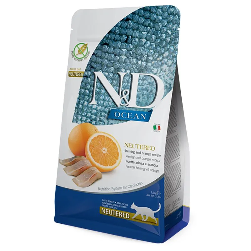 Farmina N&D Ocean Adult Aringa e Arancia Neutered (Set %: 3 x 1,5 kg)