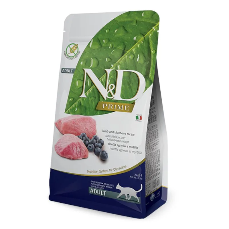 Farmina N&D Prime Grain Free Adult Cat Agnello e Mirtillo (Set %: 2 x 1,5 kg)