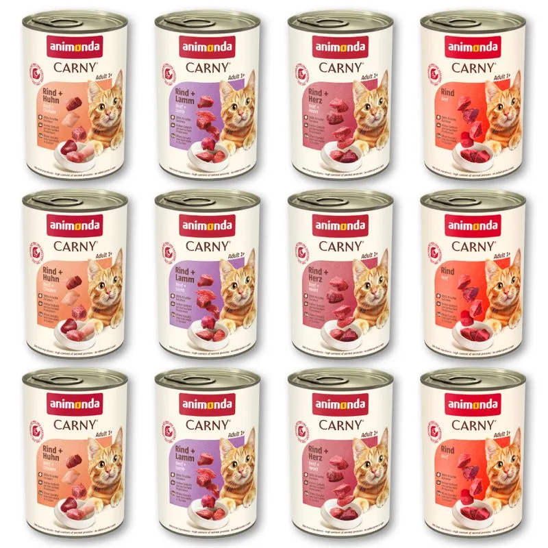 Set prova! animonda Carny Adult 12 x 400 g (MIX Manzo, 4 gusti)
