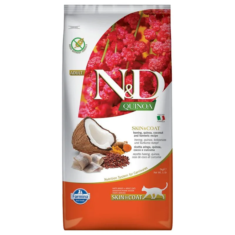 Farmina N&D Quinoa Cat Skin & Coat Aringa e Cocco (Set %: 2 x 5 kg)