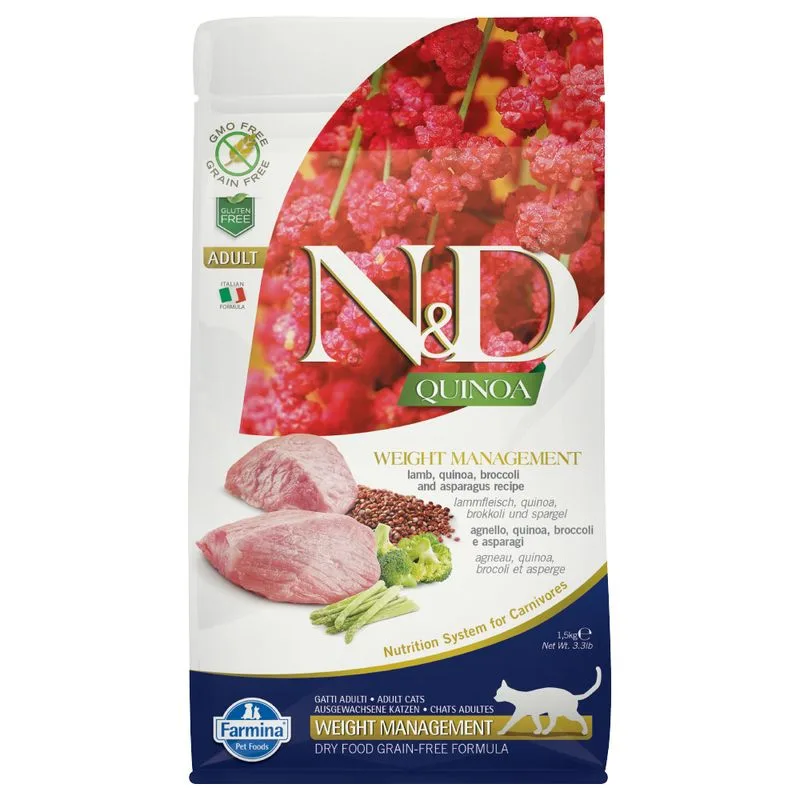 Farmina N&D Quinoa Cat Weight Management Agnello, Quinoa e Broccoli (Set %: 2 x 1,5 kg)