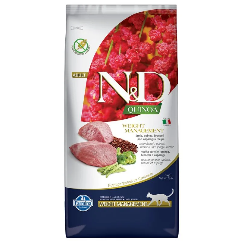 Farmina N&D Quinoa Cat Weight Management Agnello, Quinoa e Broccoli (Set %: 2 x 5 kg)