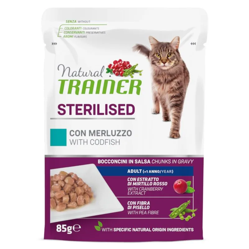 Natural Trainer Adult Sterilised 12 x 85 g (con Merluzzo)