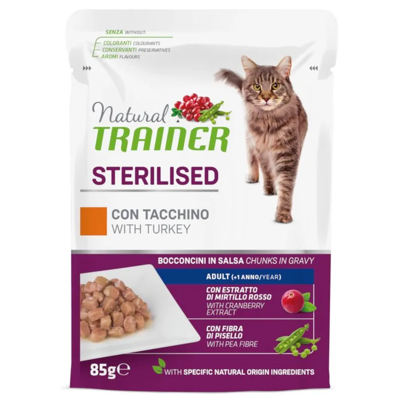 Natural Trainer Adult Sterilised 12 x 85 g (con Tacchino)
