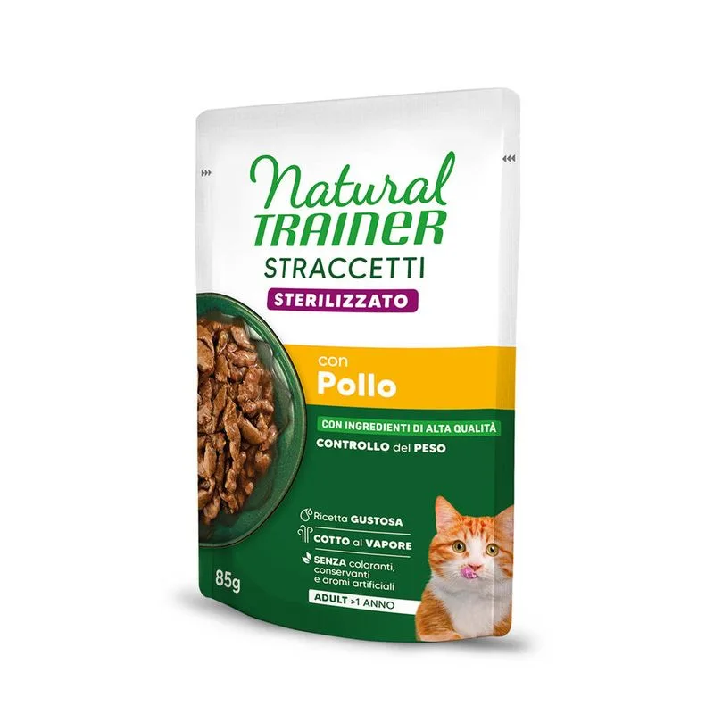 Natural Trainer Adult Sterilised Straccetti in Salsa 48 x 85 g (Pollo)
