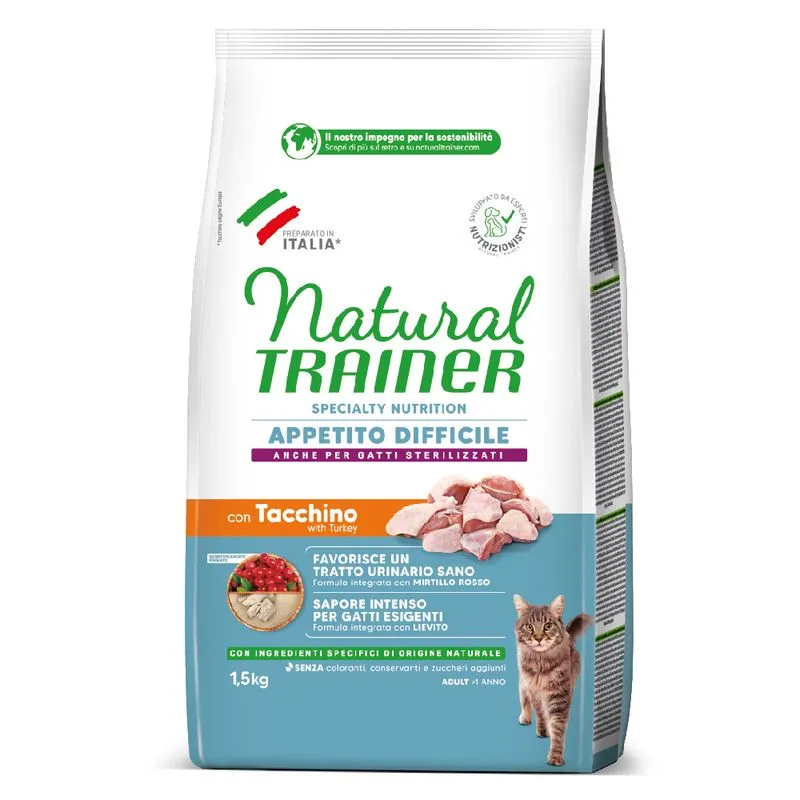 Natural Trainer Appetito Difficile con Tacchino e Pesce Crocchette per gatti (Set %: 2 x 1,5 kg)