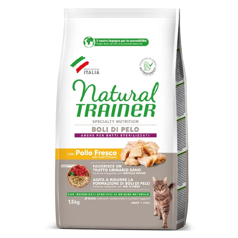Natural Trainer Boli di Pelo con Pollo (Set %: 2 x 1,5 kg)