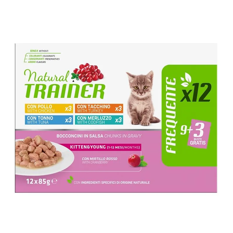 Natural Trainer Kitten & Young (12 x 85 g Mix (Pollo, Tacchino, Tonno, Merluzzo))