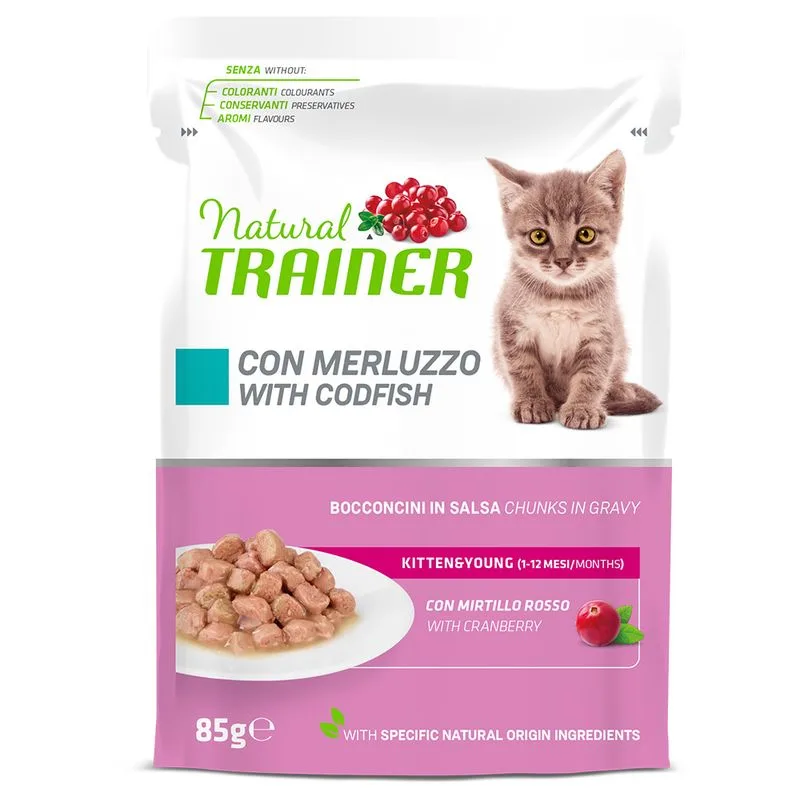 Natural Trainer Kitten & Young (Set %: 24 x 85 g Merluzzo)