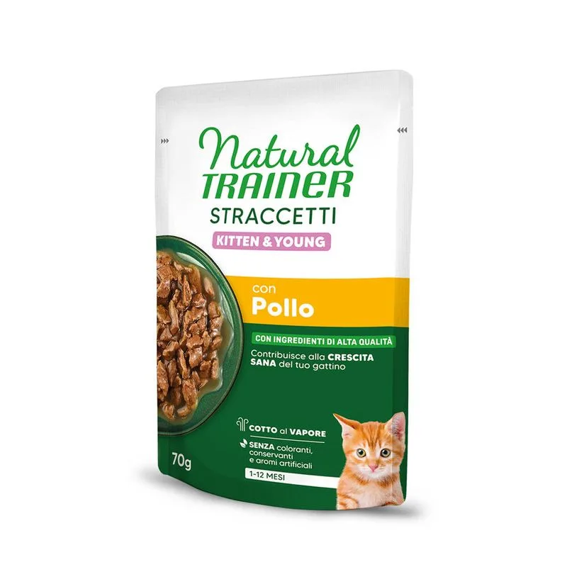Natural Trainer Kitten & Young Straccetti in salsa 56 x 70 g (Pollo)