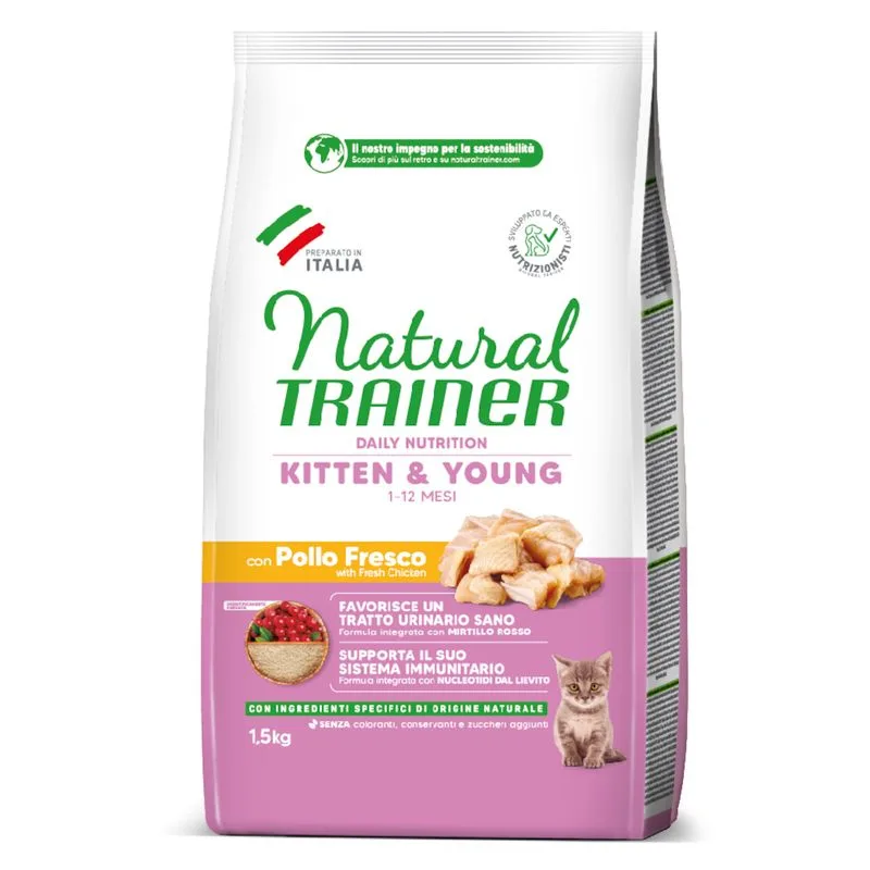 Natural Trainer Kitten Pollo Crocchette gatto (Set %: 2 x 1,5 kg)