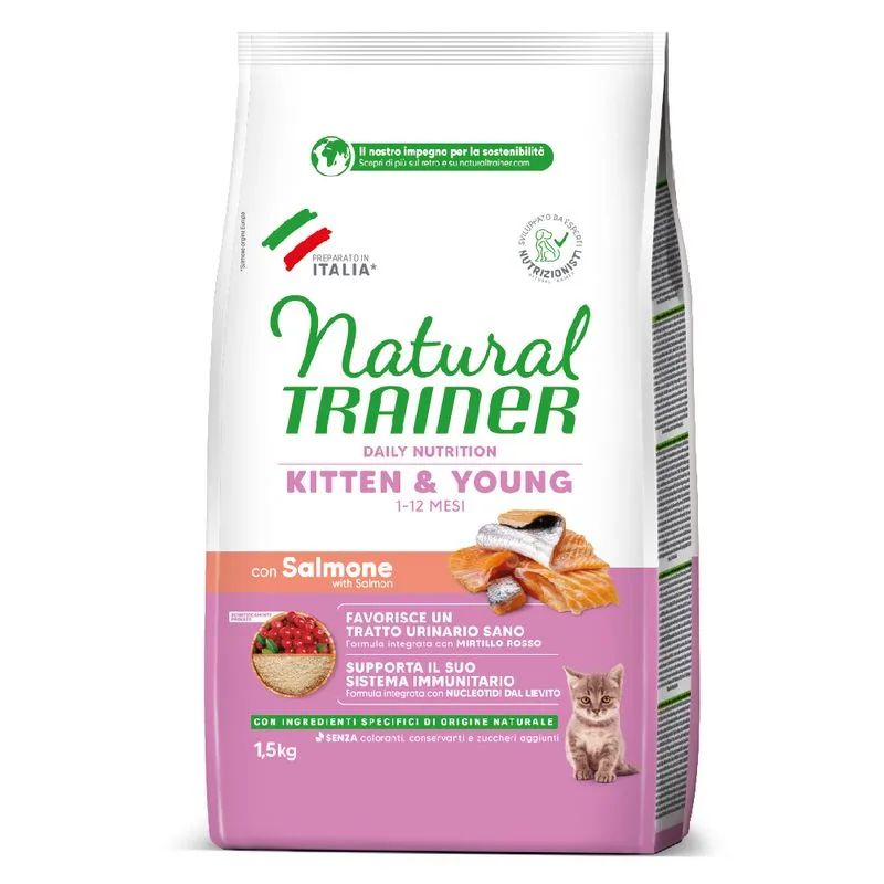 Natural Trainer Kitten Salmone Crocchette gatto (Set %: 2 x 1,5 kg)