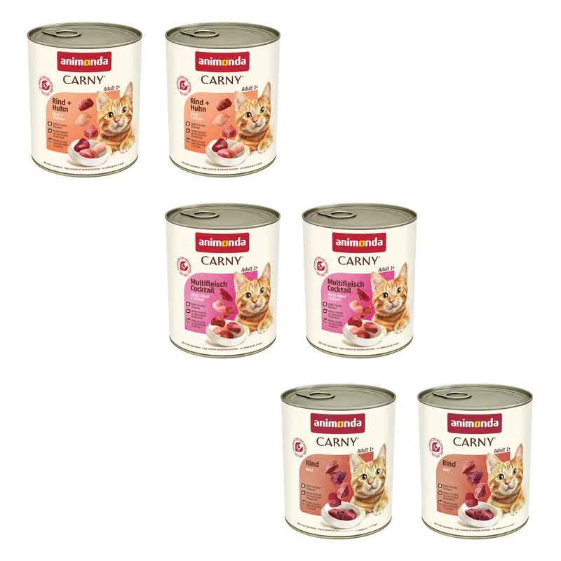 Set prova! animonda Carny Adult 6 x 800 g (MIX Manzo, 3 gusti)