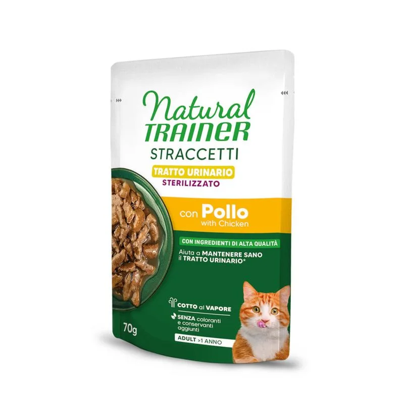 Natural Trainer Sterilised Tratto urinario Straccetti in Salsa (Set %: 56 x 70 g con Pollo)