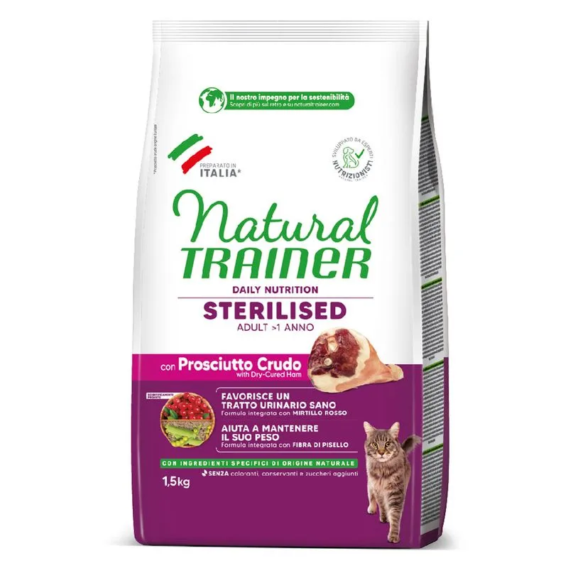 Natural Trainer Sterilised con Prosciutto crudo (Set %: 2 x 1,5 kg)