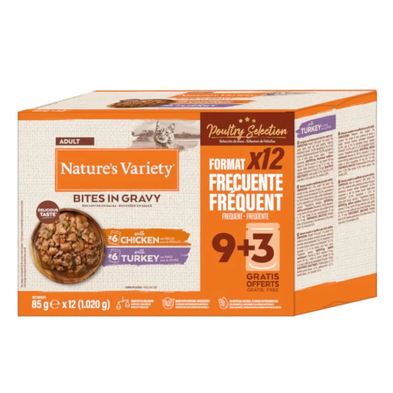 Multipack risparmio! Nature's Variety Bites in Salsa 48 x 85 g (Selezione di Pollame: Pollo, Tacchino)