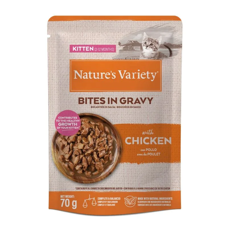 Nature's Variety Kitten Bites in Salsa 28 x 70 g (Pollo)
