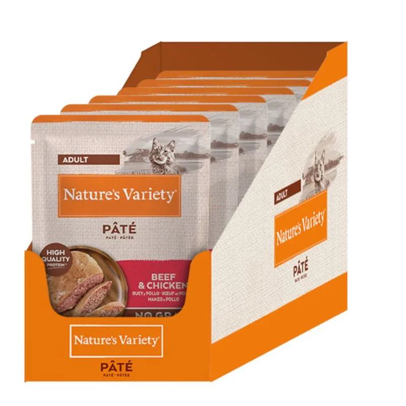 Nature's Variety Paté No Grain 24 x 70 g umido gatto (Manzo & Pollo)