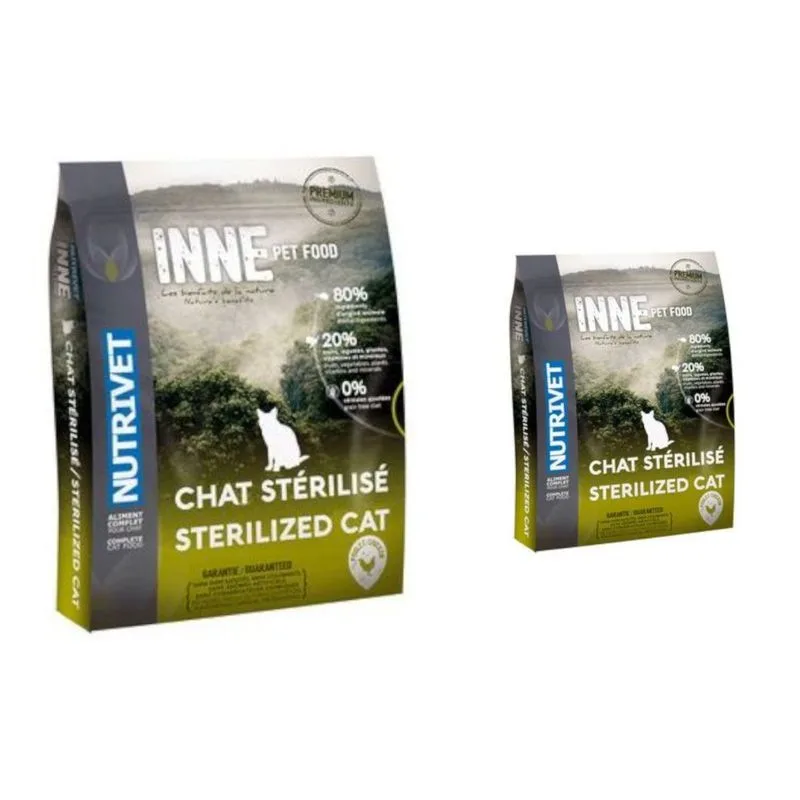 6 kg + 1,5 kg gratis! 7,5 kg Nutrivet Inne Sterilised Crocchette per gatti