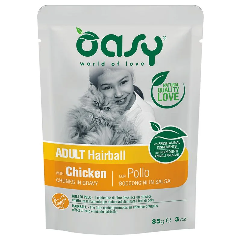 Oasy Adult Bocconcini in Salsa Buste 12 x 85 g (Hairball)