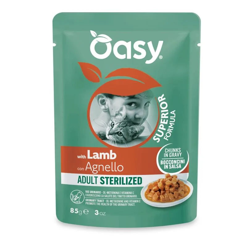 Oasy Adult Bocconcini in Salsa Buste 12 x 85 g (Sterilized Agnello)