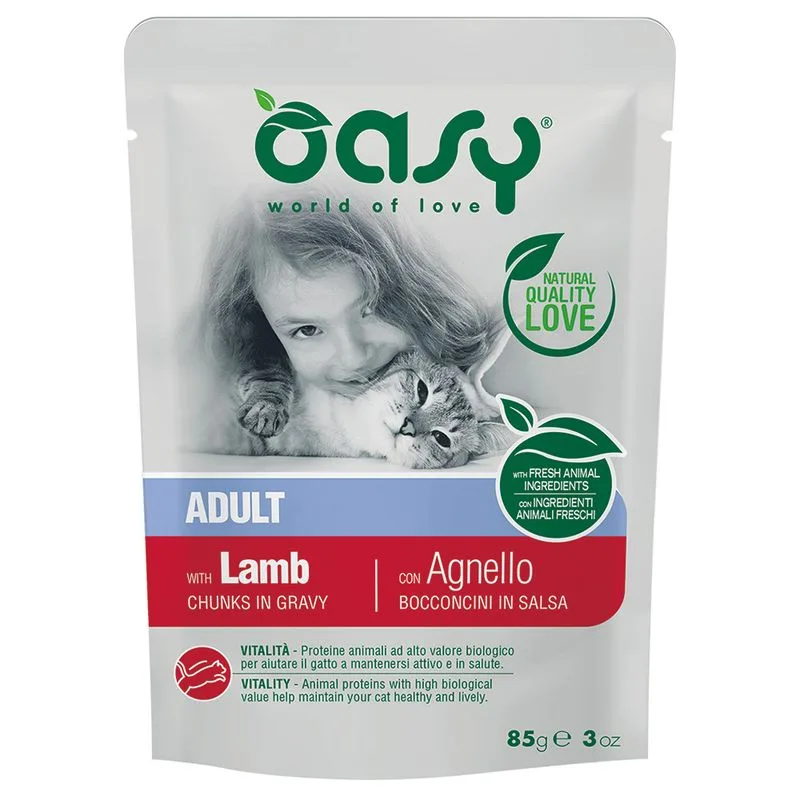 Oasy Adult Bocconcini in Salsa Buste 12 x 85 g (con Agnello)
